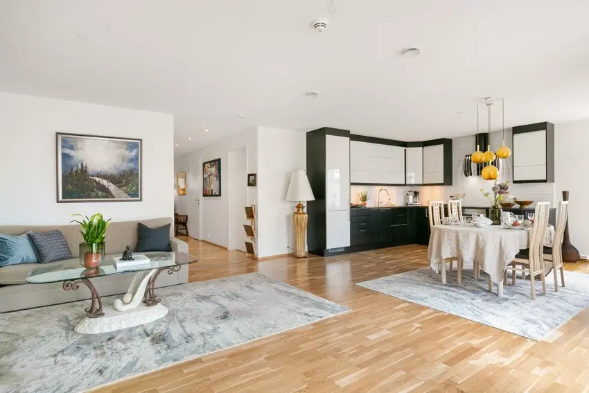 There is an open-plan living room/kitchen